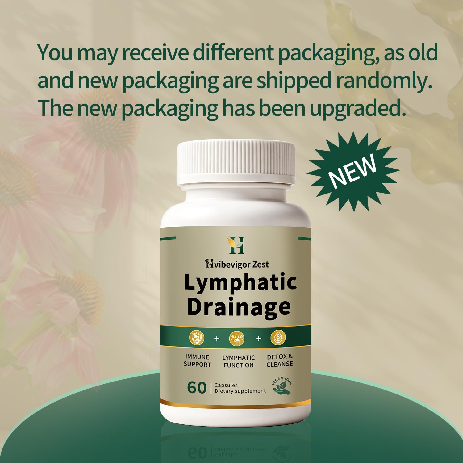 Lymphatic Drainage Supplement – Natural Herbal Formula with Dandelion, Burdock & Echinacea, Supports Fluid Balance, Immune Health & Cellulite Reduction – 60 Capsules HVibeVigor Zest buy supplements Au