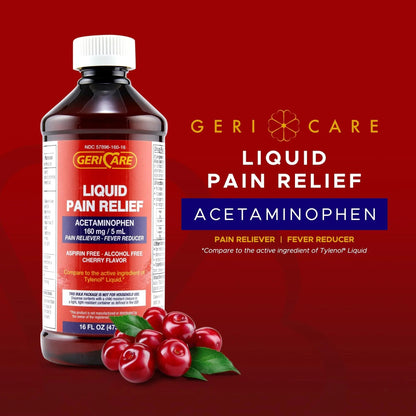 GeriCare Regular Strength Liquid Acetaminophen 160 mg, Pain Reliever, Fever Reducer, Aspirin & Alcohol Free, Cherry Flavored 16 Fl Oz (Pack of 2) GeriCareBuy Supplements Australia