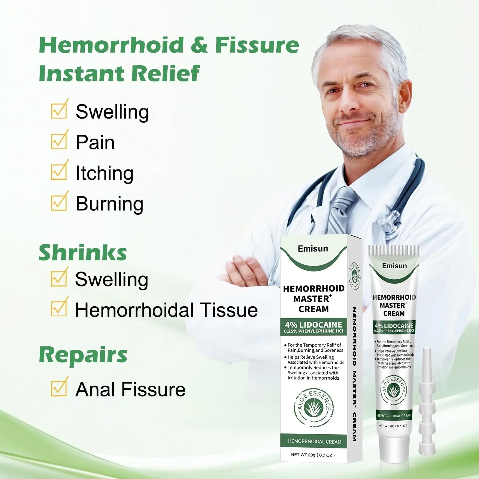 Hemorrhoid & Fissure Ointment, Hemorrhoid Treatment and Hemorrhoid Cream with Lidocaine 4% and Phenylephrine HCI for Fast Relief of Pain, Swelling, Itching, Burning, Hemorrhoidal treatment, 2 Pack-J2 EmisunBuy Supplements Australia