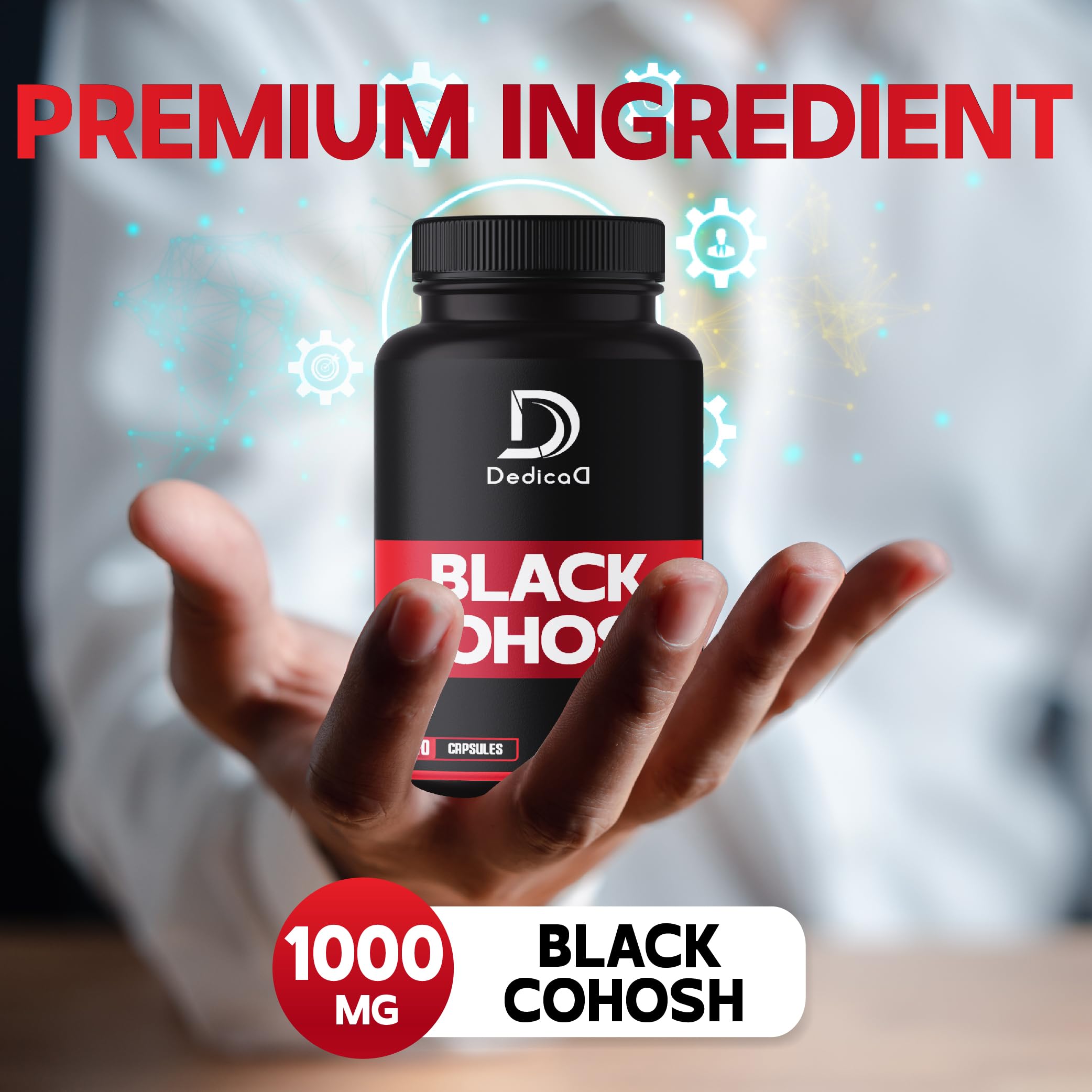 DEDICAD 1000mg Black Cohosh for Menopause Hot Flashes - 240 Capsules for 4-Month Supply - Support for Body Management, Women's Health & Immune System DEDICAD buy supplements Au