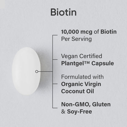 Sports Research® Biotin 10,000mcg with Organic Coconut Oil - Biotin (Vitamin B7) for Healthy Skin and Hair Support* - for Women and Men - Vegan, Non-GMO, Gluten & Soy-Free - 30 Veggie Softgels Sports Research buy supplements Au