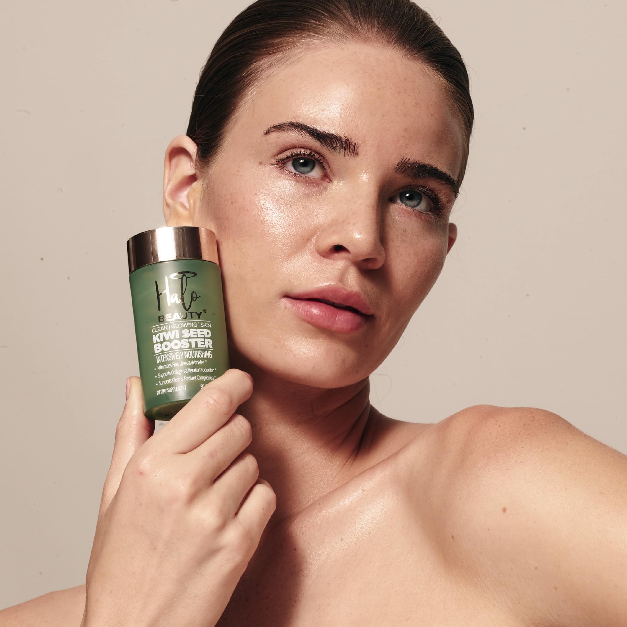 Halo Beauty Kiwi Seed Booster Skin Supplement Refill Pack | Anti-Aging Hydration & Glowing Skin Support with Kiwi Seed, Vitamin C, D3 & Zinc | Vegan Collagen Support Capsules | 1-Month Supply Halo BeautyBuy Supplements Australia
