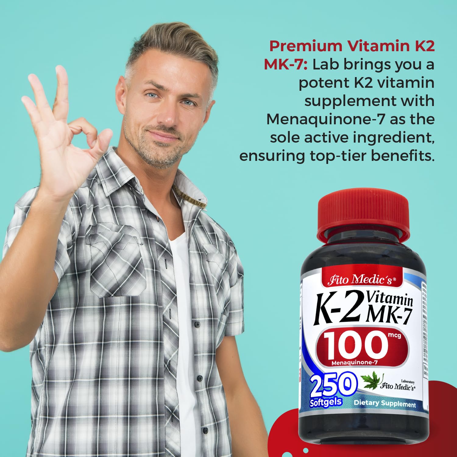 FITO MEDIC'S Lab | Vitamin k2 | k2 Vitamin Supplement | Vitamin k | 250 softgels | 100 mcg |
