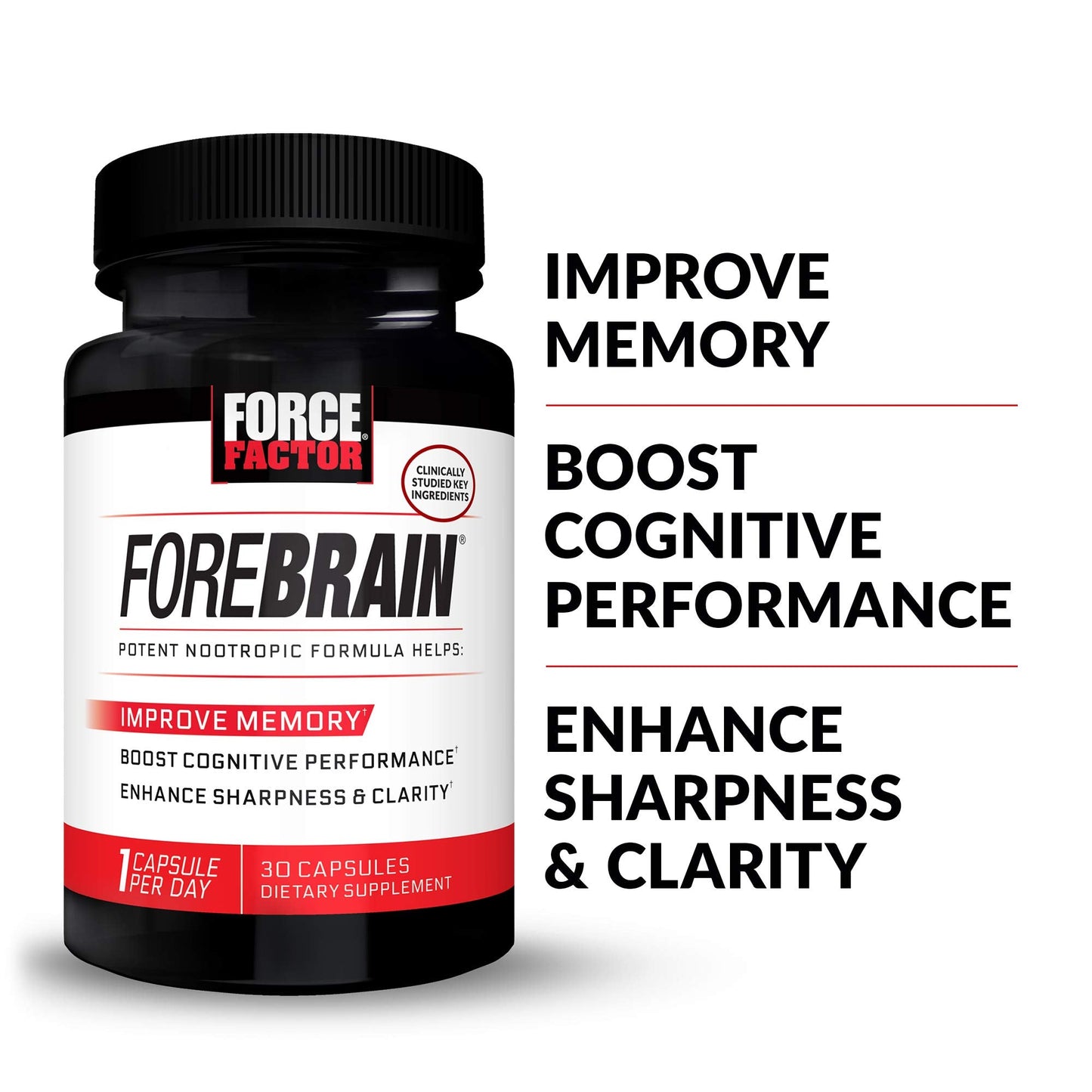 Force Factor Forebrain Nootropic Brain Supplement with Caffeine Bacopa and Huperzine A Capsules 3Pack, White, 90 Count Force Factor buy supplements Au