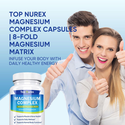 Top Nurex Magnesium Complex 1000 mg, 8-Source Magnesium Blend with Glycinate, Citrate, Malate & Taurate, Vegan Non-GMO Formula, 90 Capsules Kunnozz buy supplements Au