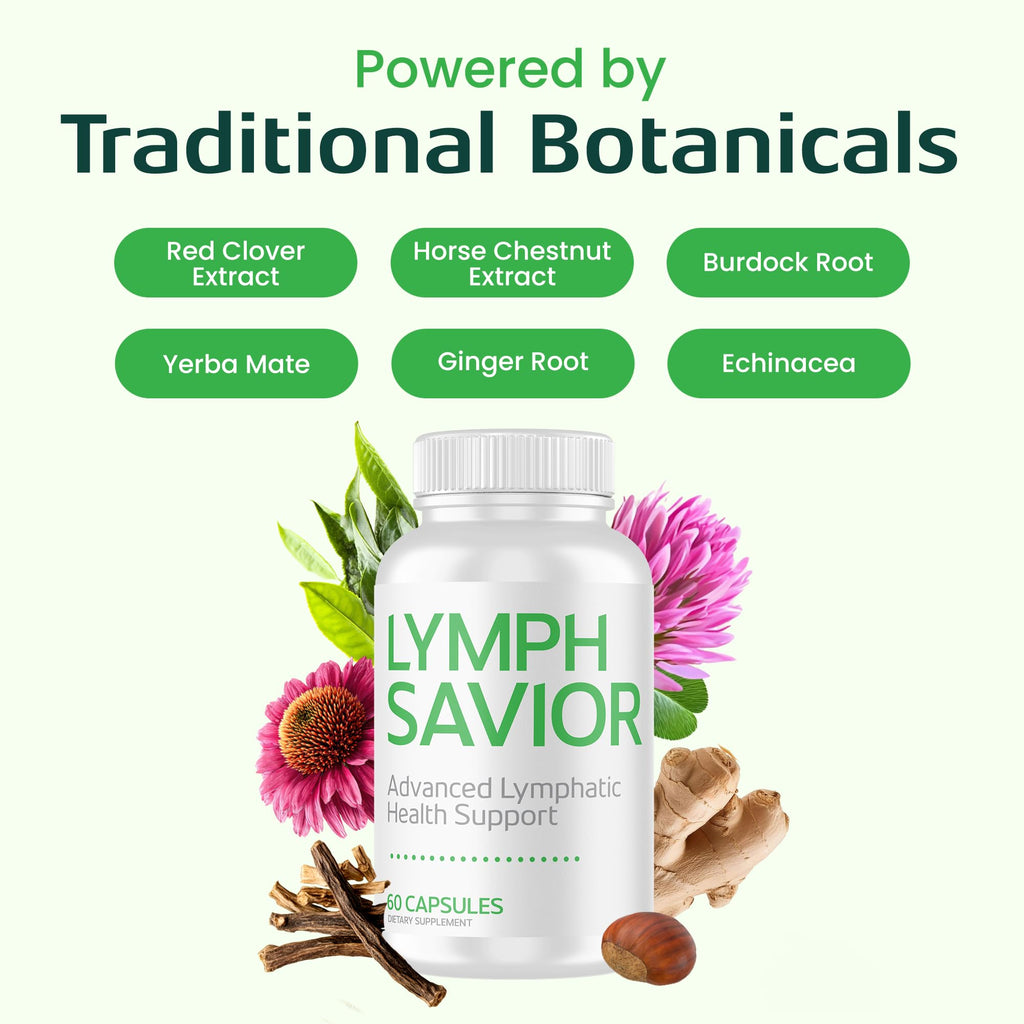 Lymph Savior - Plant-Based Lymphatic Support Supplement with Red Clover, Horse Chestnut & Burdock Root for Fluid Balance & Daily Wellness - Non-GMO, Made in USA - 30-Day Supply, 1 Bottle Lymph Savior buy supplements Au