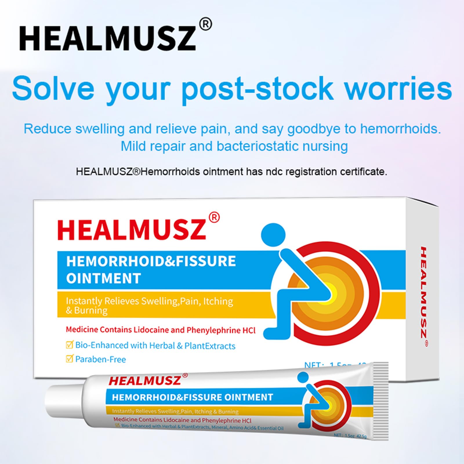 HEALMUSZ Hemorrhoid Fissure Ointment 1.5oz,Fast Relief for Pain, Swelling, Discomfort & Itching,Formulated with 4% Lidocaine and Phenylephrine HCI HEALMUSZBuy Supplements Australia