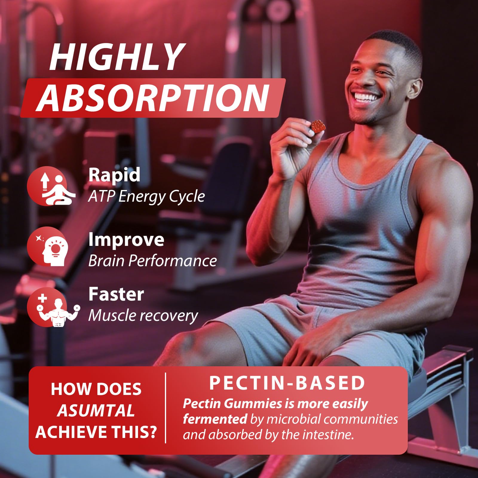 Asumtal Creatine Monohydrate Gummies for Men & Women, Creatine Monohydrate Supplement for Muscle Growth, Strength & Energy Support