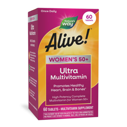 Nature’s Way Alive! Ultra Potency Multivitamin for Women 50 Plus, Complete High Potency Formula with Vitamin D3, C, E, Methylated B12, Supports,