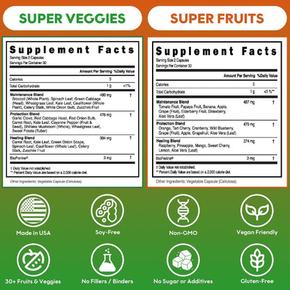 Fruits and Veggies Supplement Powerfull Blend of 39 Whole Fruits and Veggies, Fills Nutritional Gaps, Get Energy, Well-being. USA Made Non-GMO/Vegan/Gluten Free. Packaging May Vary (60 Day Supply) ROOTIEBuy Supplements Australia