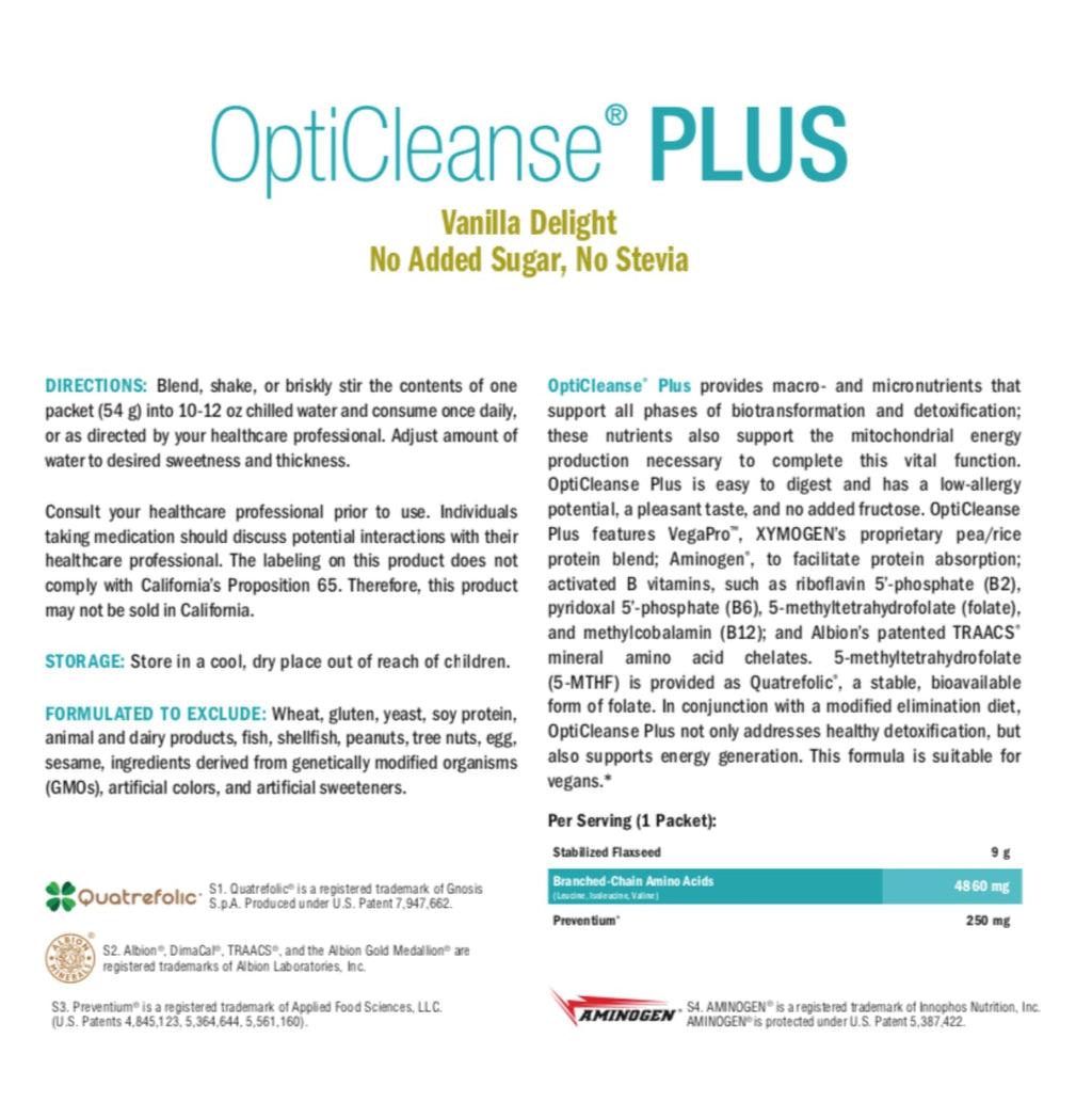 XYMOGEN OptiCleanse Plus - Gut Cleanse Powder - B Vitamins, Plant-Based Protein - Gluten-Free, Sugar-Free & Vegan - Vanilla Delight Flavor - 10 Servings XYMOGEN buy supplements Au