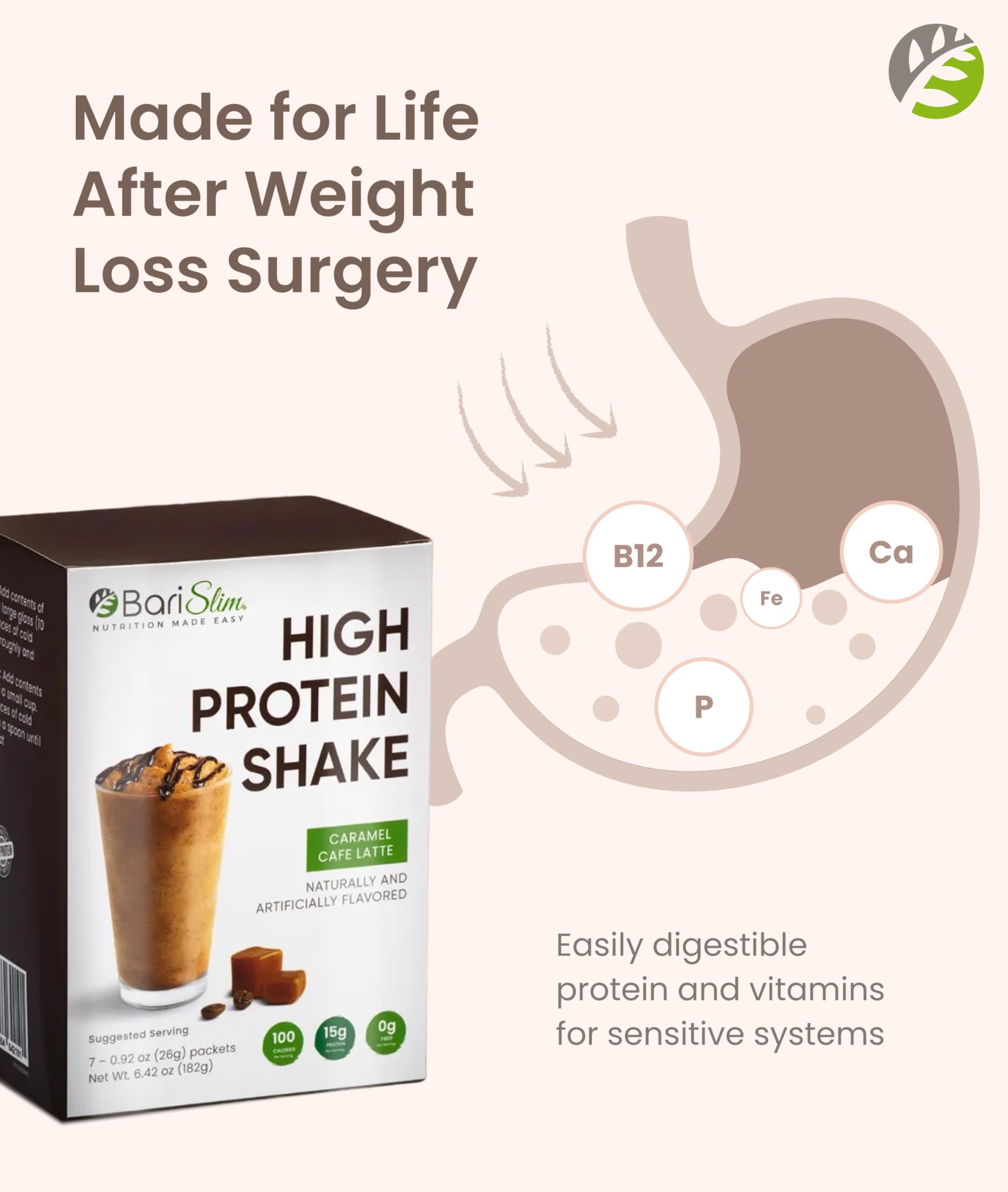 BariSlim High Protein Shake - Delicious & Nutritious Meal Replacement Shake - Low Sugar & Carb - Formulated for Bariatric Patients & Post-Weight Loss Surgery Support | Carmel Caffe Latte (9 oz) BariSlim buy supplements Au
