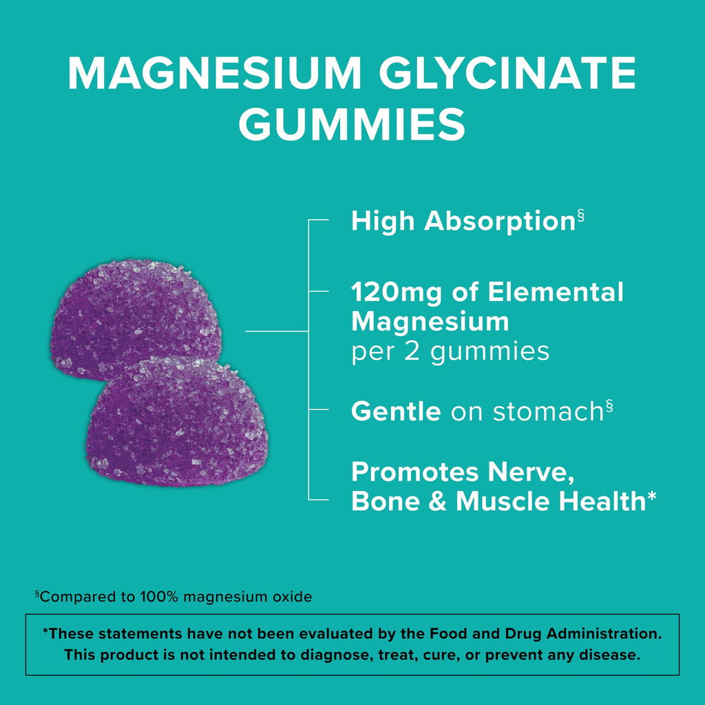 Qunol Magnesium Glycinate Gummies, 120mg of Magnesium Glycinate, High Absorption, Mixed Berry, 90 Count (Pack of 1) QunolBuy Supplements Australia