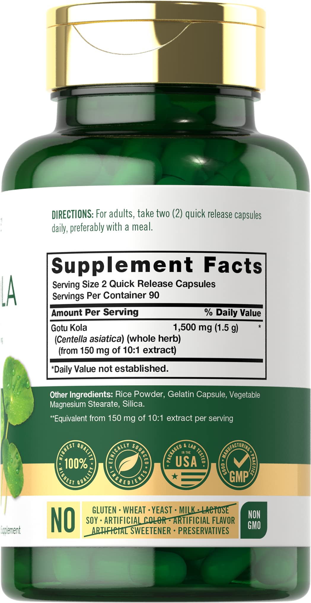 Carlyle Gotu Kola Capsules | 180 Count | Non-GMO, Gluten Free | Traditional Herb Extract