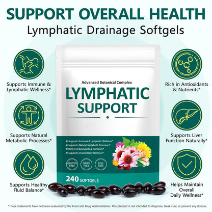 Alstaky Lymphatic Drainage Supplement - 240 Softgels, with Echinacea, Dandelion, and Burdock, Promotes Healthy Circulation & Fluid Balance, Lymph System Support Supplement for Women & Men Alstaky buy supplements Au