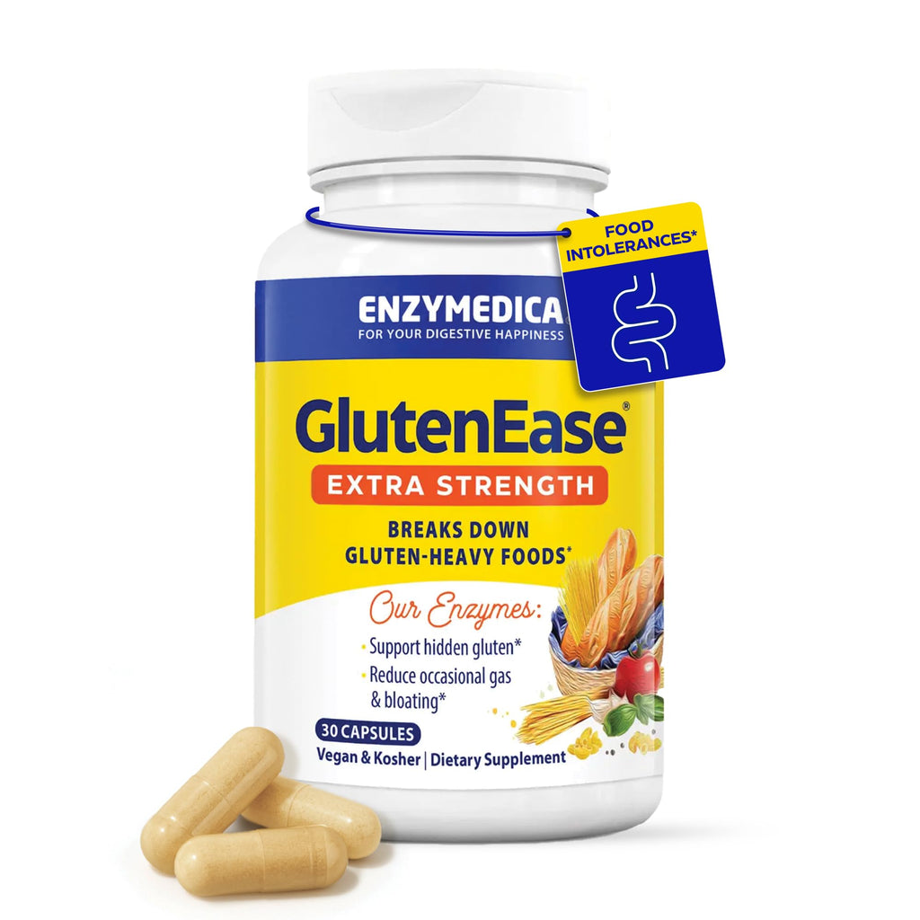 Enzymedica - GlutenEase Extra Strength, Complete Gluten & Casein Formula with Digestive Enzymes + DPP-IV, 30 Capsules