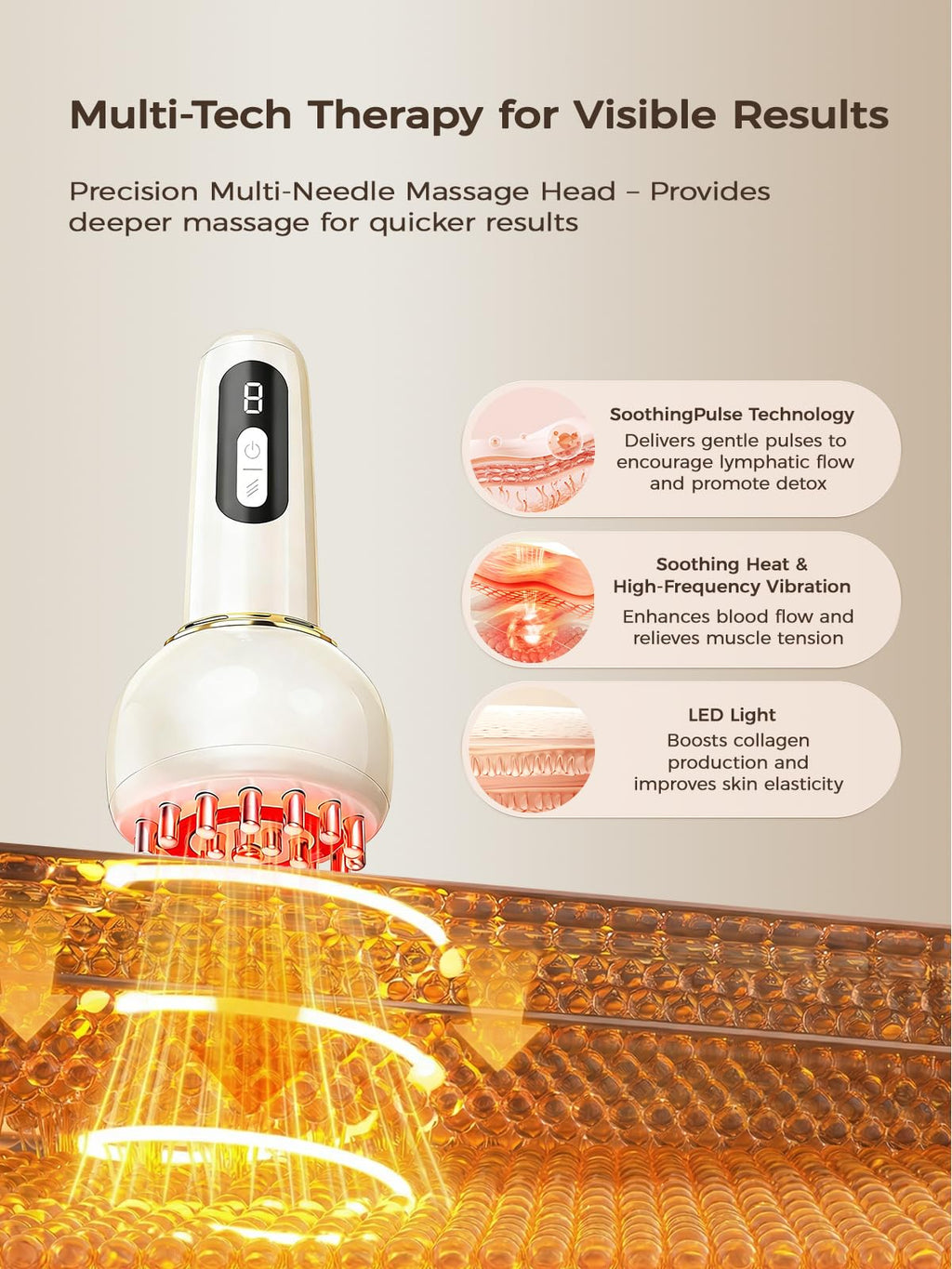 Kitusi Lymphatic Drainage Massager & Anti Cellulite Massage Tool, for Legs, Arms & Belly, Body,Helps Reduce Stretch Marks & Cellulite,with Microcurrent, Light Heat & Vibration Kitusi buy supplements Au