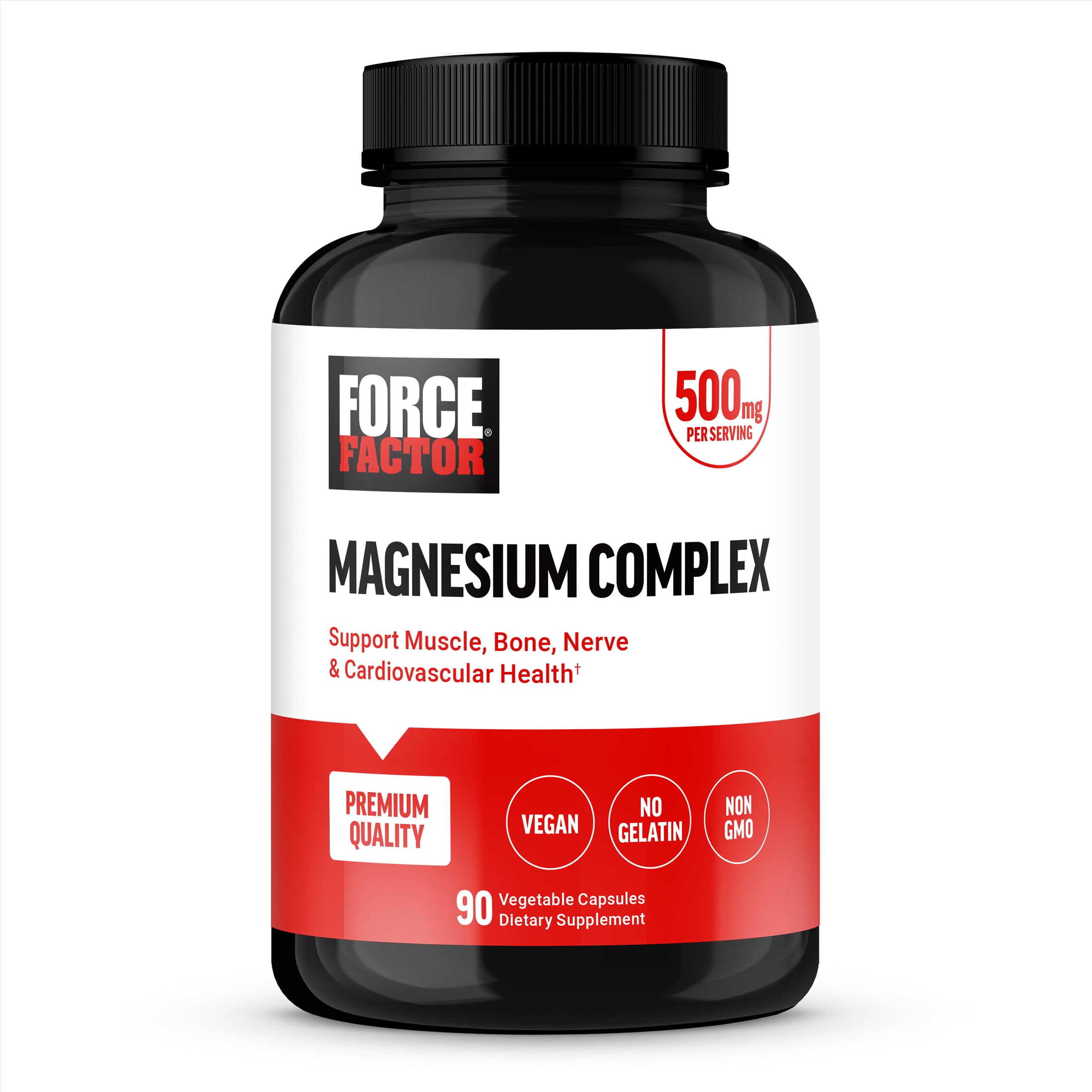 Force Factor Magnesium Complex supplement bottle on a white background