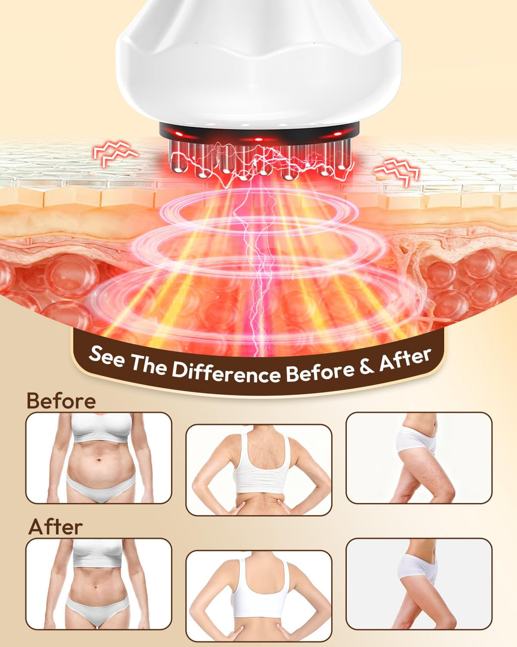 Glamesty Lymphatic Drainage Massager & Anti Cellulite Massage Tool, Body Sculpting Machine with Light, Soothing Pulse, Heat & Vibration, Heated Lymph Brush for Legs, Hip, Arms, Belly (White) Glamesty buy supplements Au