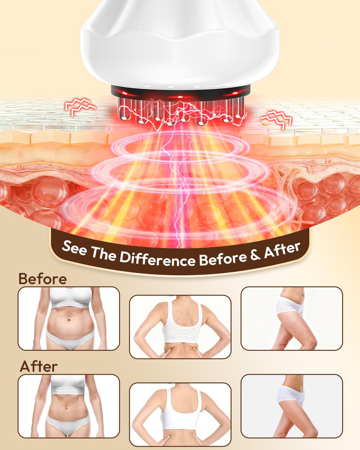 Glamesty Lymphatic Drainage Massager & Anti Cellulite Massage Tool, Body Sculpting Machine with Light, Soothing Pulse, Heat & Vibration, Heated Lymph Brush for Legs, Hip, Arms, Belly (White) Glamesty buy supplements Au