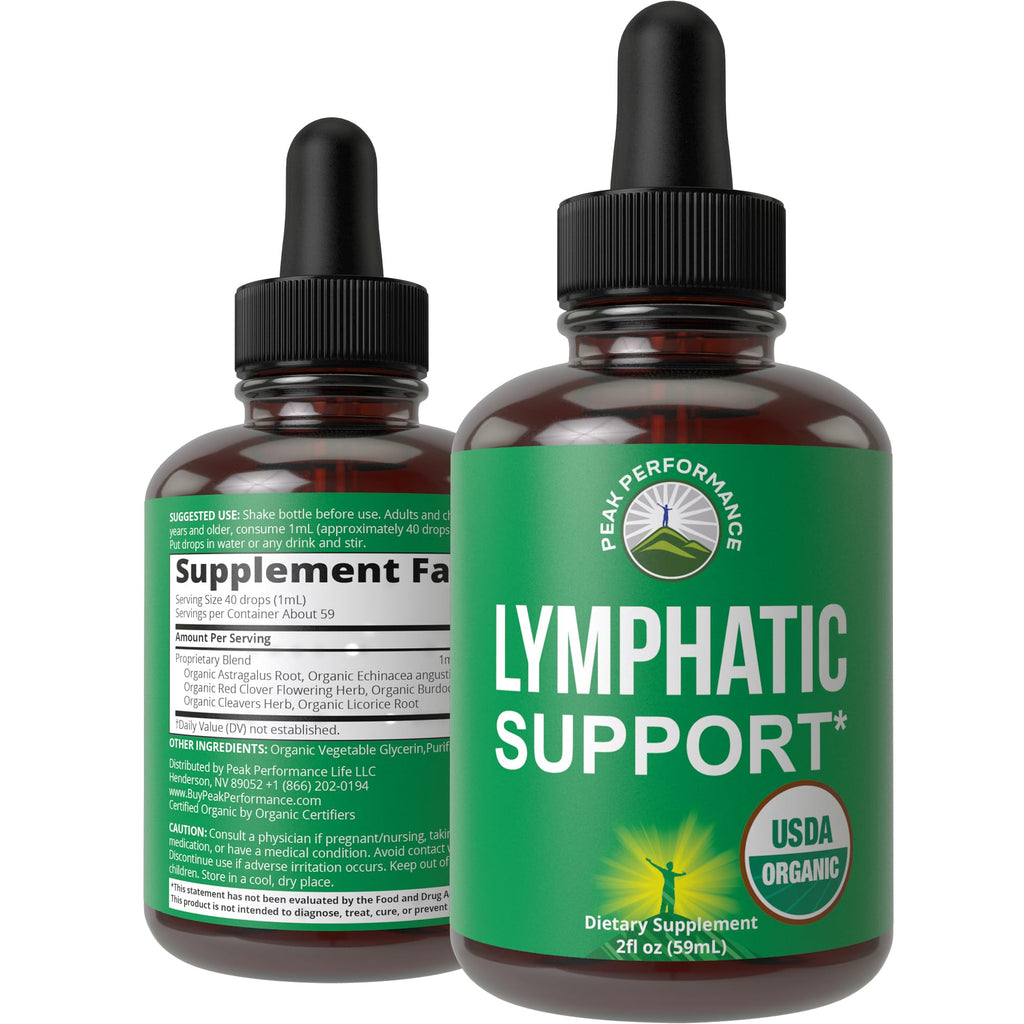 USDA Organic Lymphatic Drainage Drops. Sugar Free, Tasty 6-in-1 Lymph System Support for Detox, Cleanse. Vegan Supplement with Astragalus, Echinacea, Red Clover, Cleavers Herb, Licorice & Burdock Root Peak Performance buy supplements Au