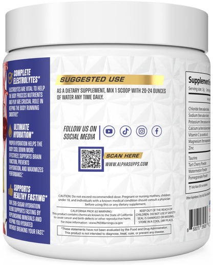 Alpha Lytes - Electrolyte Powder Daily Hydration Drink Mix - Sugar-Free, Zero Calorie Instant Formula with Trace Minerals and Antioxidants