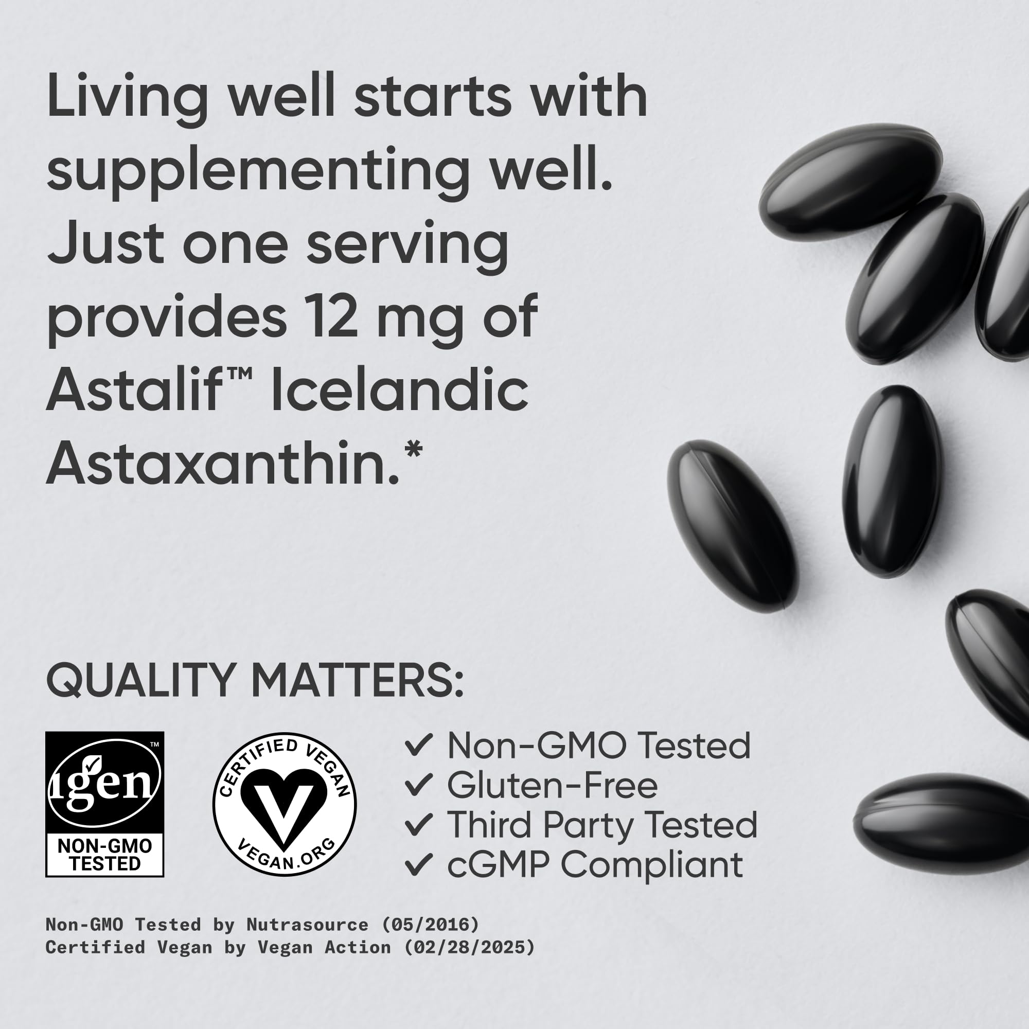 Sports Research Triple Strength Vegan Astaxanthin Supplement from Algae - Plant Based Softgels for Antioxidant Activity, Skin & Eye Health - Non-GMO Verified, Made with Coconut Oil - 12mg, 60 Count Sports Research buy supplements Au