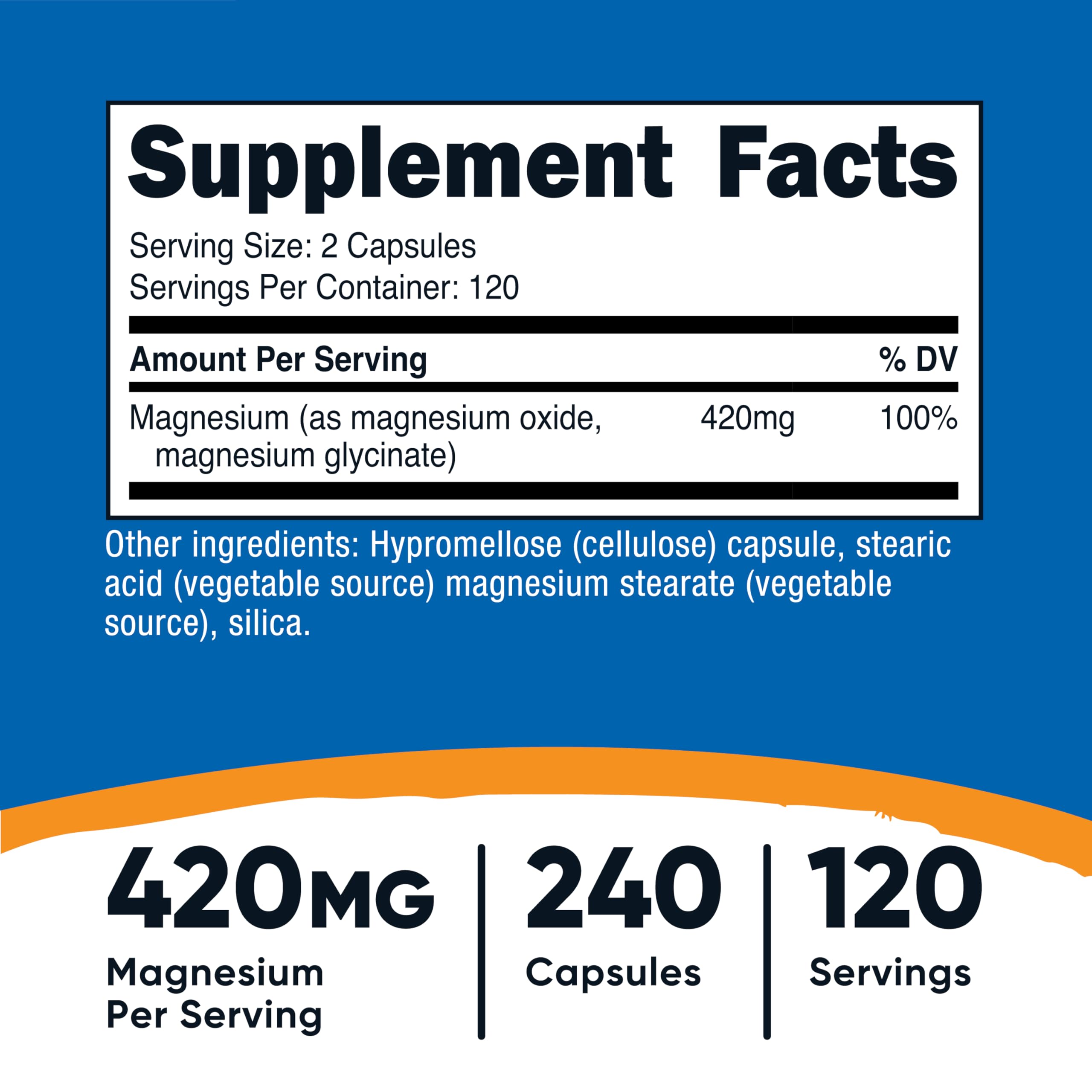 Nutricost Magnesium+ Extra Strength 420mg, 240 Capsules - 120 Servings. Magnesium Oxide and Glycinate - Non-GMO, Gluten Free, Vegan Friendly NutricostBuy Supplements Australia