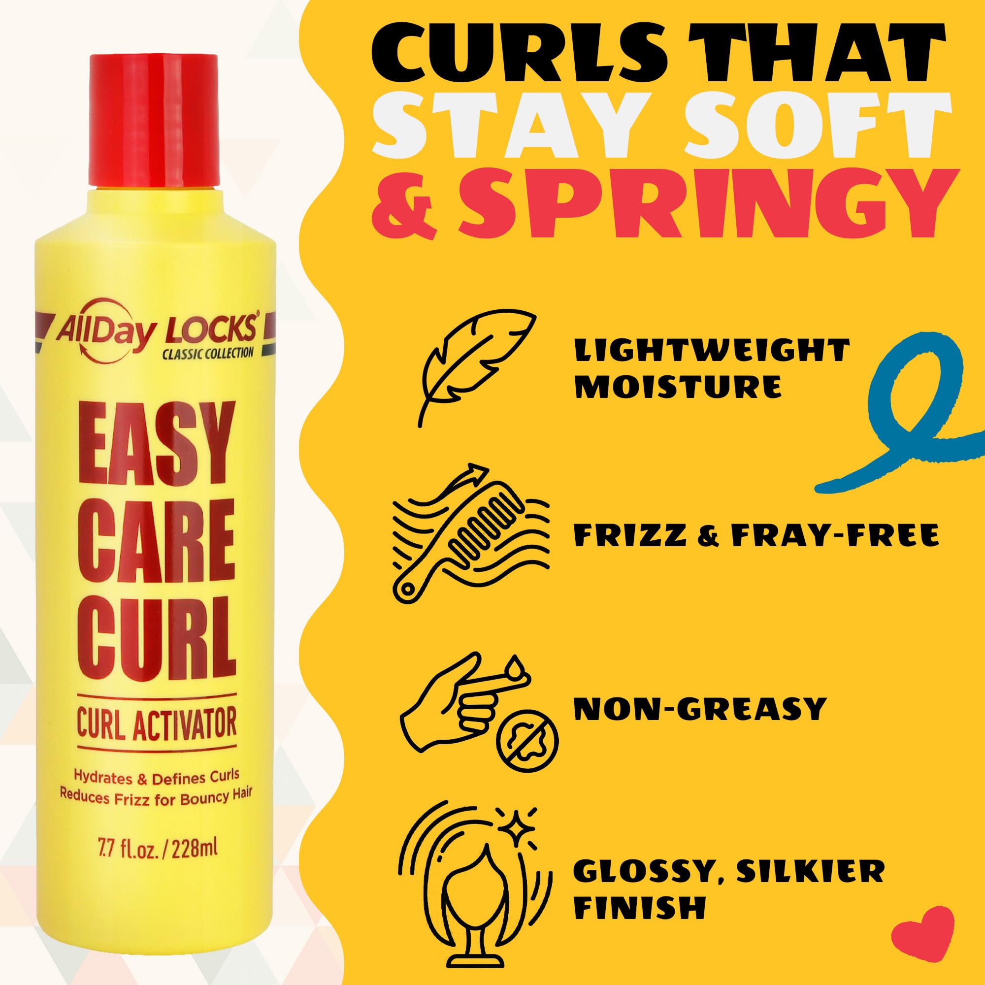 AllDay Locks Classic Easy Care Curl Activator - Activator Product for Curly Hair, Defines & Moisturizes Strands, Milky Cream Product for Men and Women, Easy Curling and Styling - 7.7 oz Bottle AllDay LocksBuy Supplements Australia