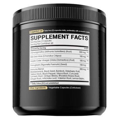 NUQIIT Organic Ashwangdha Capsules 15000mg Irish Sea Moss Apple Cider Vinegar & More - Support Brain Health, Strength & Immune System - 120 Vegan Capsules NUQIIT buy supplements Au
