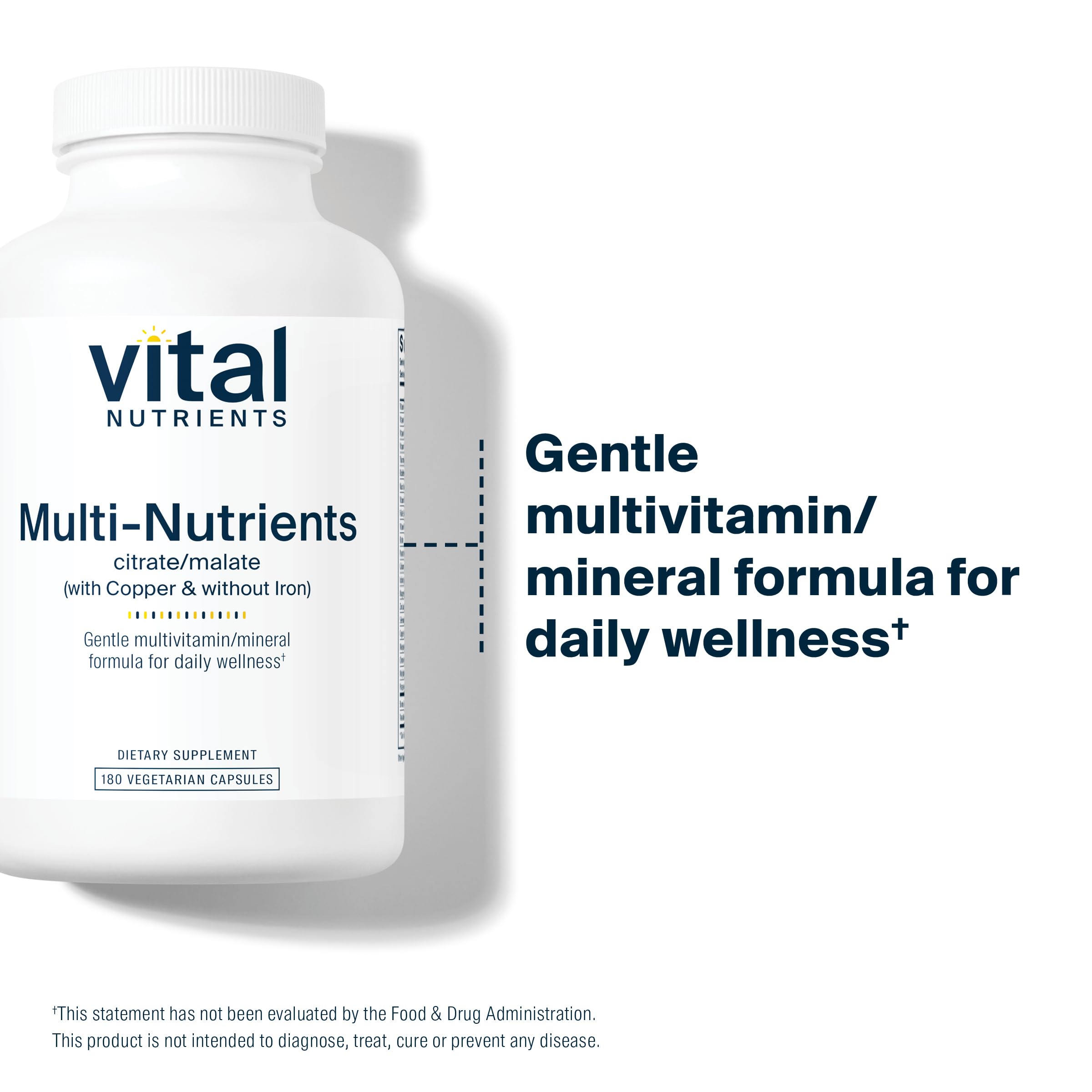 Vital Nutrients - Multi-Nutrients 2 - Citrate/Malate Formula (with Copper and Without Iron) - Multi-Vitamin/Mineral, Potent Antioxidants, Gentle Bioavailable Form - 180 Vegetarian Capsules per Bottle Vital NutrientsBuy Supplements Australia