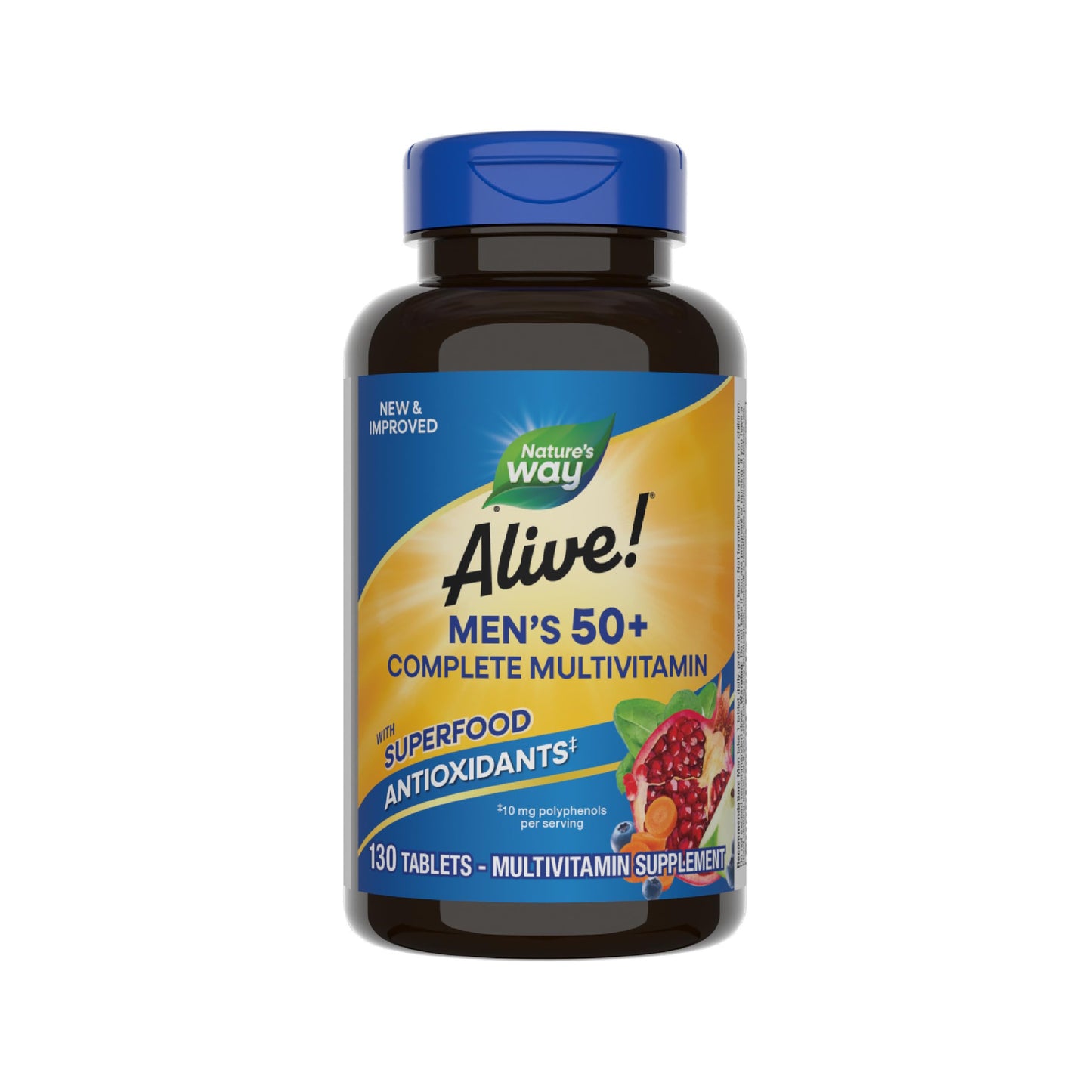 Nature’s Way Alive! Men’s 50+ Multivitamin Complete Tablets, Daily Multivitamin for Men Over 50, Supports Cellular Energy Metabolism