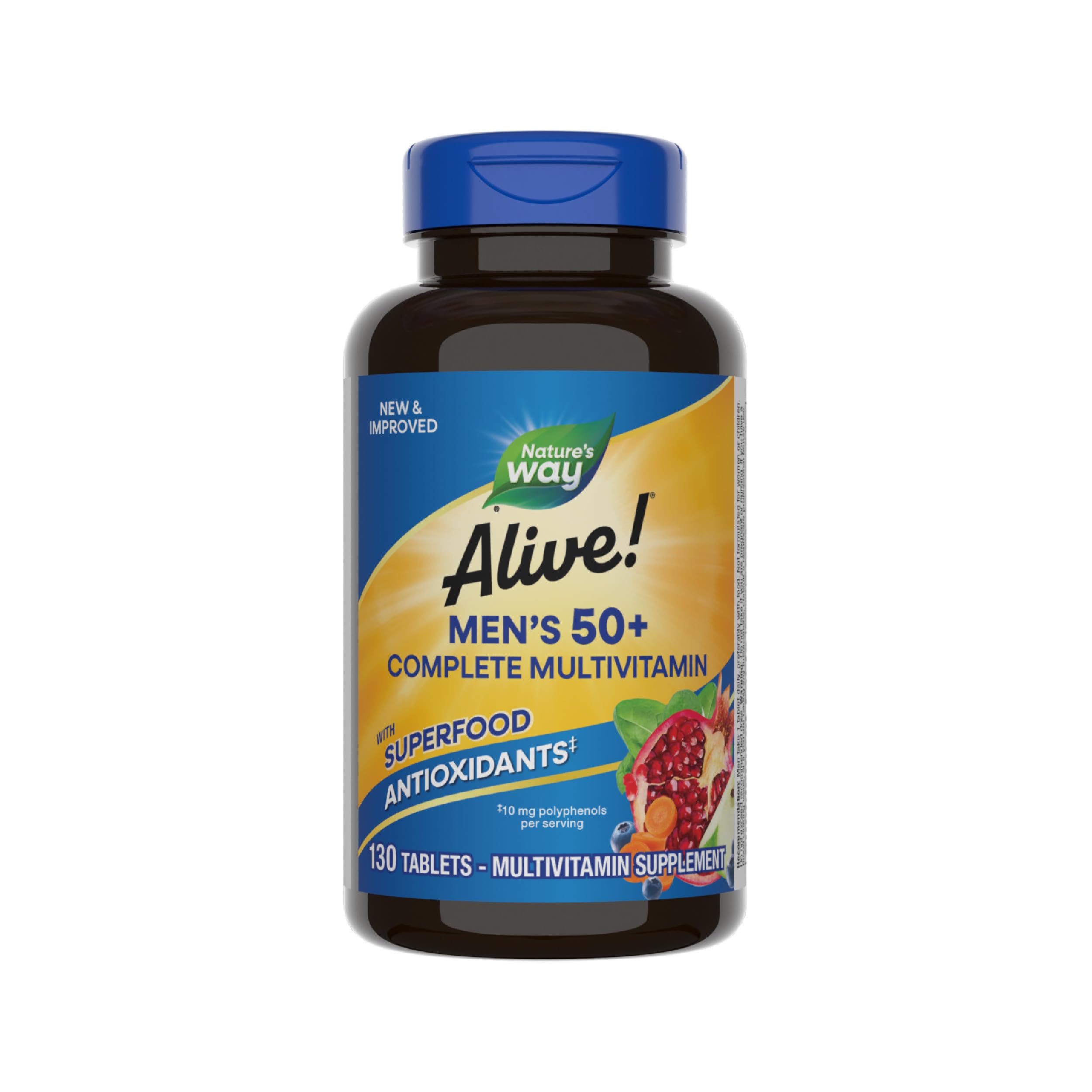 Nature’s Way Alive! Men’s 50+ Multivitamin Complete Tablets, Daily Multivitamin for Men Over 50, Supports Cellular Energy Metabolism