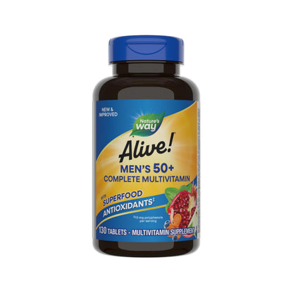 Nature’s Way Alive! Men’s 50+ Multivitamin Complete Tablets, Daily Multivitamin for Men Over 50, Supports Cellular Energy Metabolism