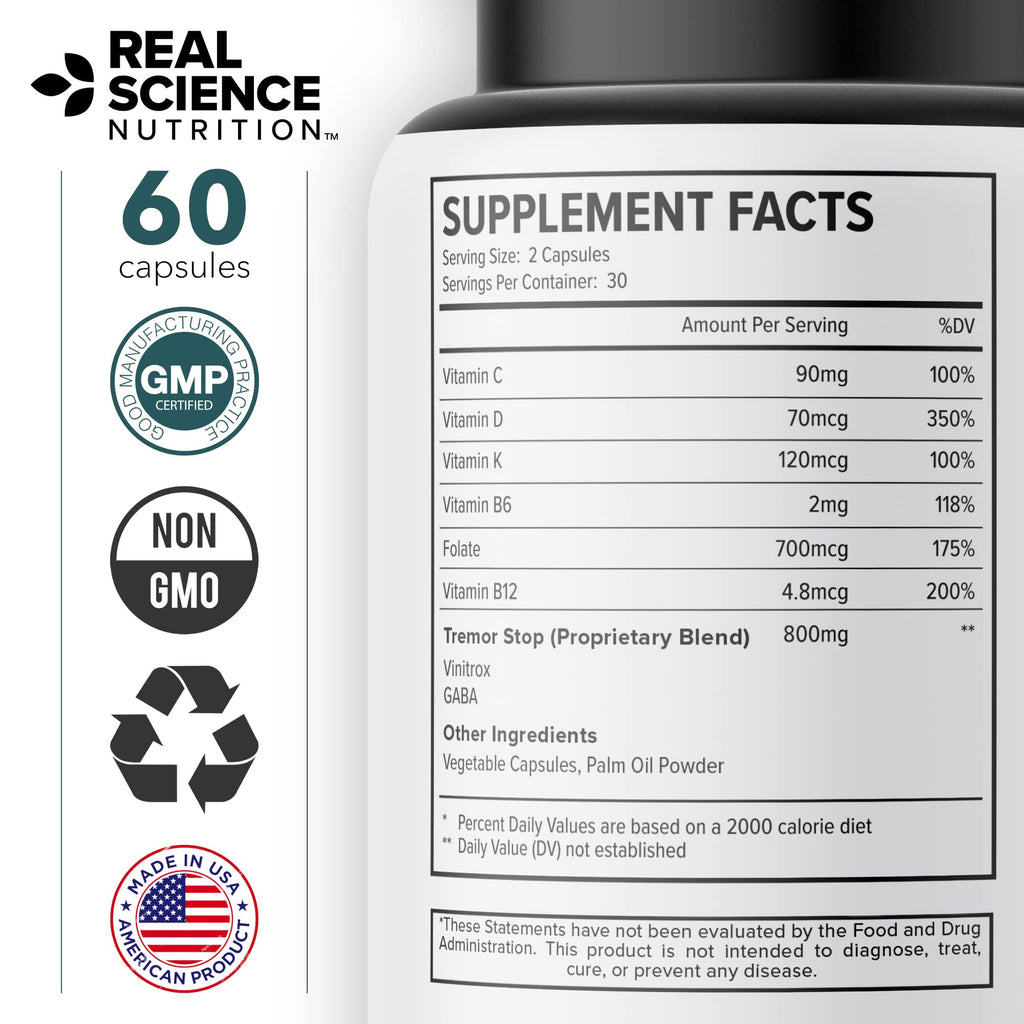 Real Science Tardivex All Natural Nerve Support Supplement for Neurological Balance - Includes Vinitrox, GABA & Essential Vitamins for Controlled Movement & Coordination - Made in USA, 60 Caps Real Science NutritionBuy Supplements Australia
