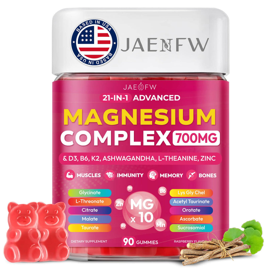 Magnesium Glycinate Gummies 700MG - 21-in-1 Advanced Magnesium Supplement with Ashwagandha, L-Theanine, Zinc, Vitamin - Sugar Free Magnesium Gummies for zzZ