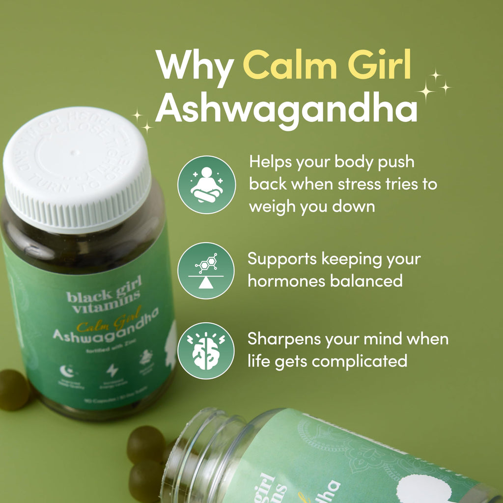 Black Girl Vitamins Calm Girl Ashwagandha + Zinc Gummies Stress Support, Promotes Relaxation & Mental Clarity, Supports Sleep & Immune Health