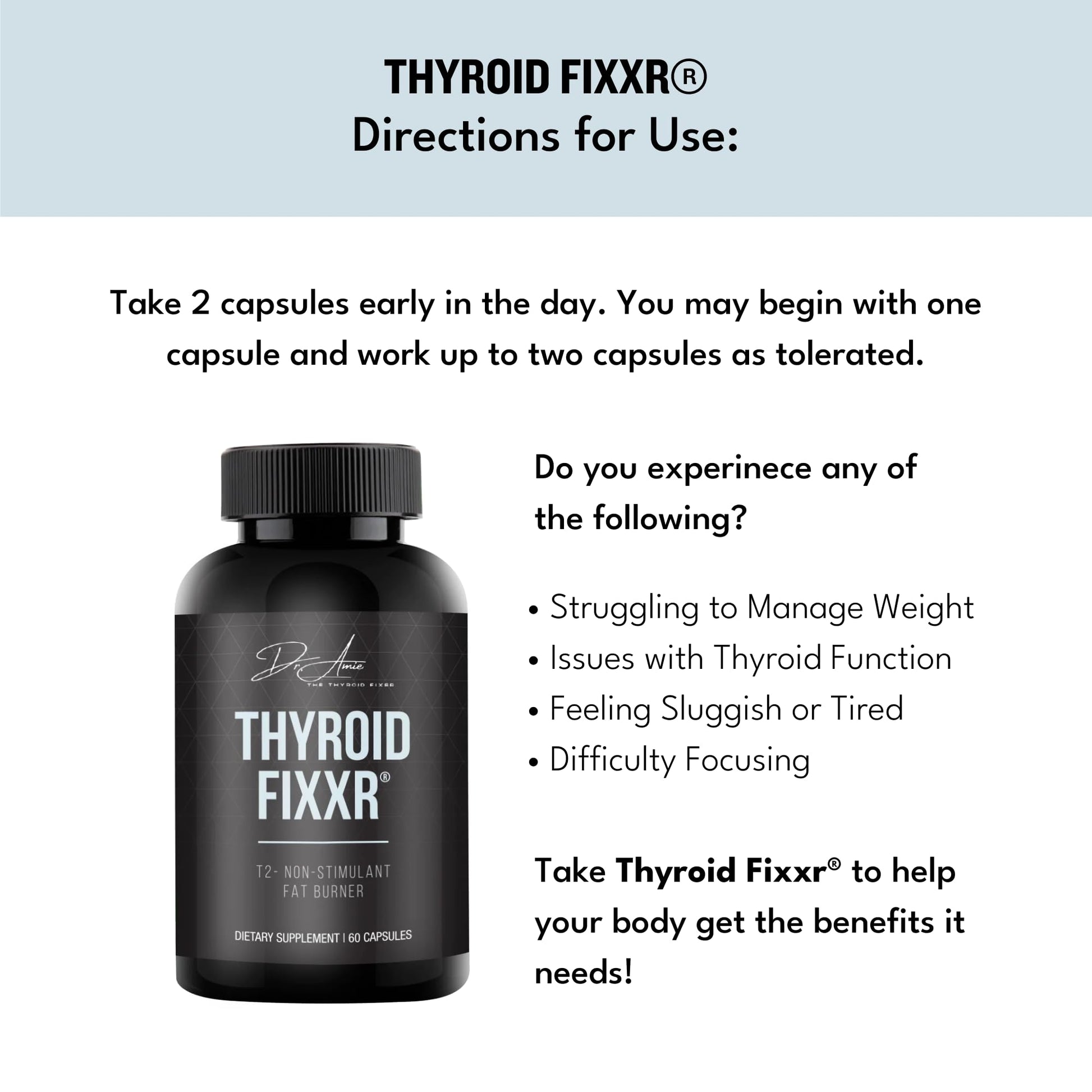 Fixxr Thyroid Support by Dr. Amie | T2 Thyroid Supplement | 30 Day Supply, 60 Capsules Fixxr buy supplements Au