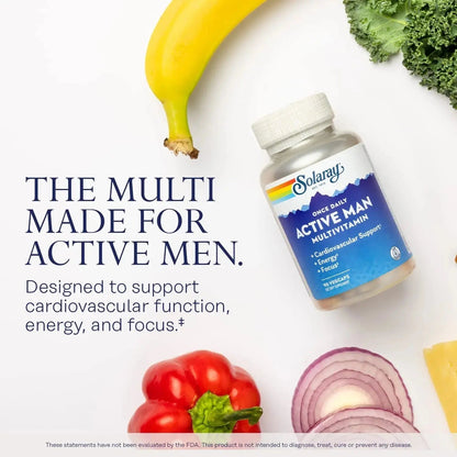 SOLARAY Once Daily Active Man Multivitamin - Cellular Energy and Immune Support Supplement w/Vitamin D, Vitamin C, B12, B6, Zinc, Lutein SOLARAY