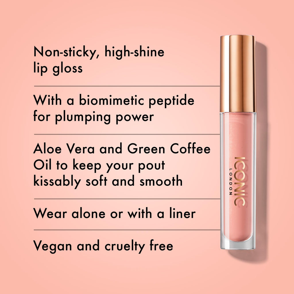 ICONIC LONDON Lip Pumping Gloss | High-Shine, Non Sticky, Lip Gloss infused with Biomimetic Peptide for Voluminous Looking Lips, Cruelty Free, Vegan Makeup, 0.16 Fl oz ICONIC LONDON buy supplements Au