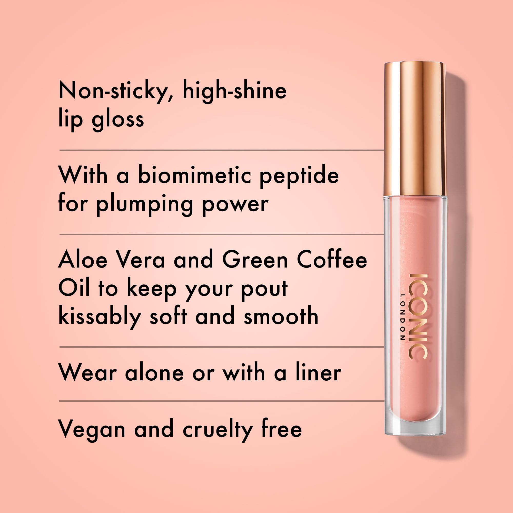 ICONIC LONDON Lip Pumping Gloss | High-Shine, Non Sticky, Lip Gloss infused with Biomimetic Peptide for Voluminous Looking Lips, Cruelty Free, Vegan Makeup, 0.16 Fl oz ICONIC LONDON buy supplements Au