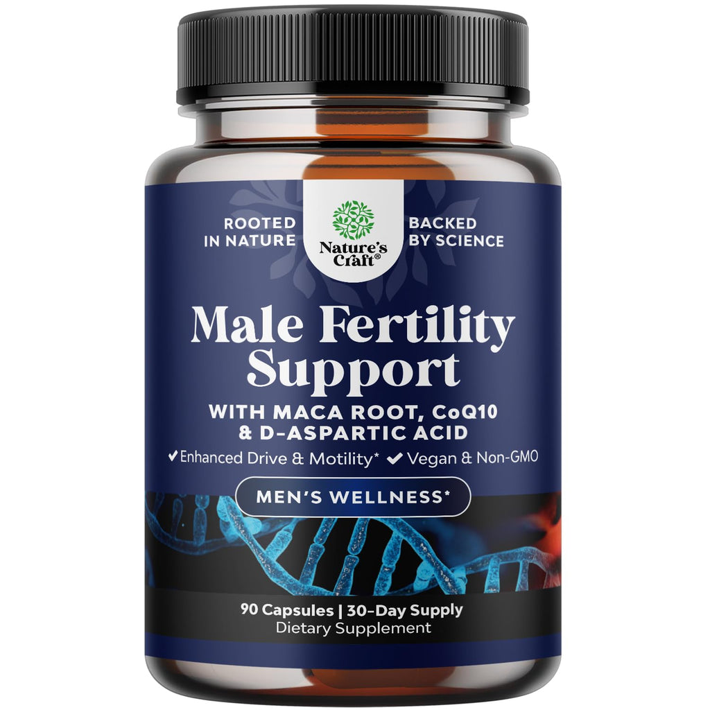 Pre Conception Male Fertility Supplement - Semen Volume Booster with CoQ10, Maca Root, Methyl Folate & D-Aspartic Acid - Mens Fertility Supplement for Sperm Motility - Conception for Him - 90 Count Natures CraftBuy Supplements Australia