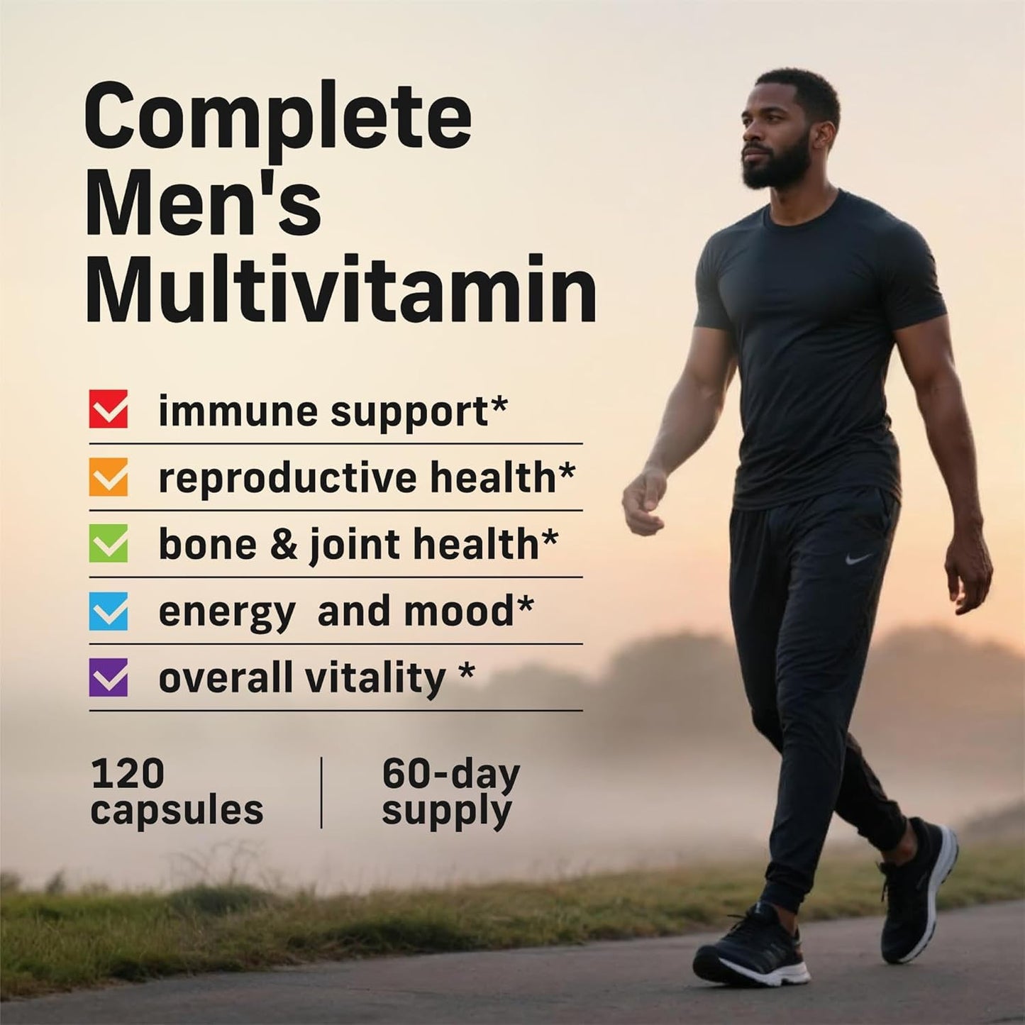 Alpha Tribe Multivitamin for Men with Sea Moss, Black Seed Oil, Ashwagandha, Turmeric, Bladderwrack, Burdock, Vitamin C, Elderberry, Manuka | Daily Vitamins & Minerals Supplement Capsules - 240 Count Alpha TribeBuy Supplements Australia