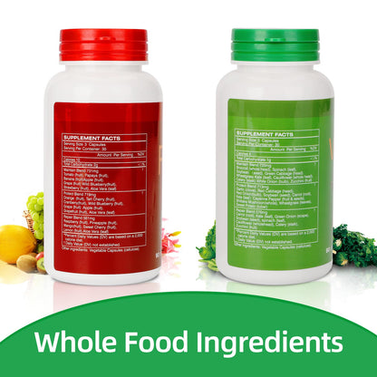 Fruit and Veggies Supplement Ingredients Natural – 2 Bottles 180 Total Vegetarian Capsules | Balance of Natural 16+18 Whole Fruits & Veggies Blend | Fresh Superfood Formula with Vitamins and Minerals JulyDeerBuy Supplements Australia