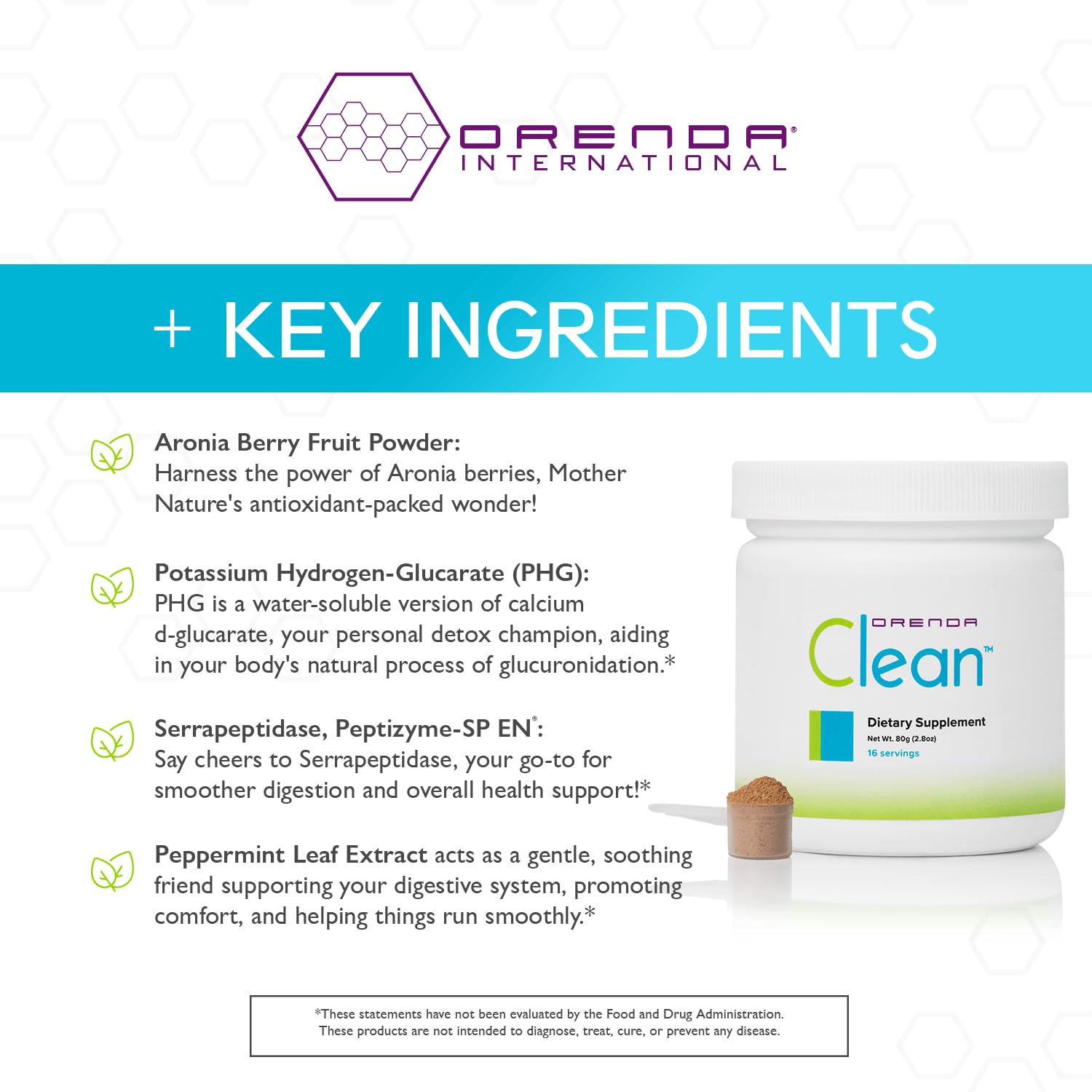 Orenda Clean - Peptizyme-SP EN, Aronia Berry, Aloe Vera and More for Digestive Support - Nutrient-Rich Supplement for Wellness - 80g, 16 Servings Orenda International buy supplements Au