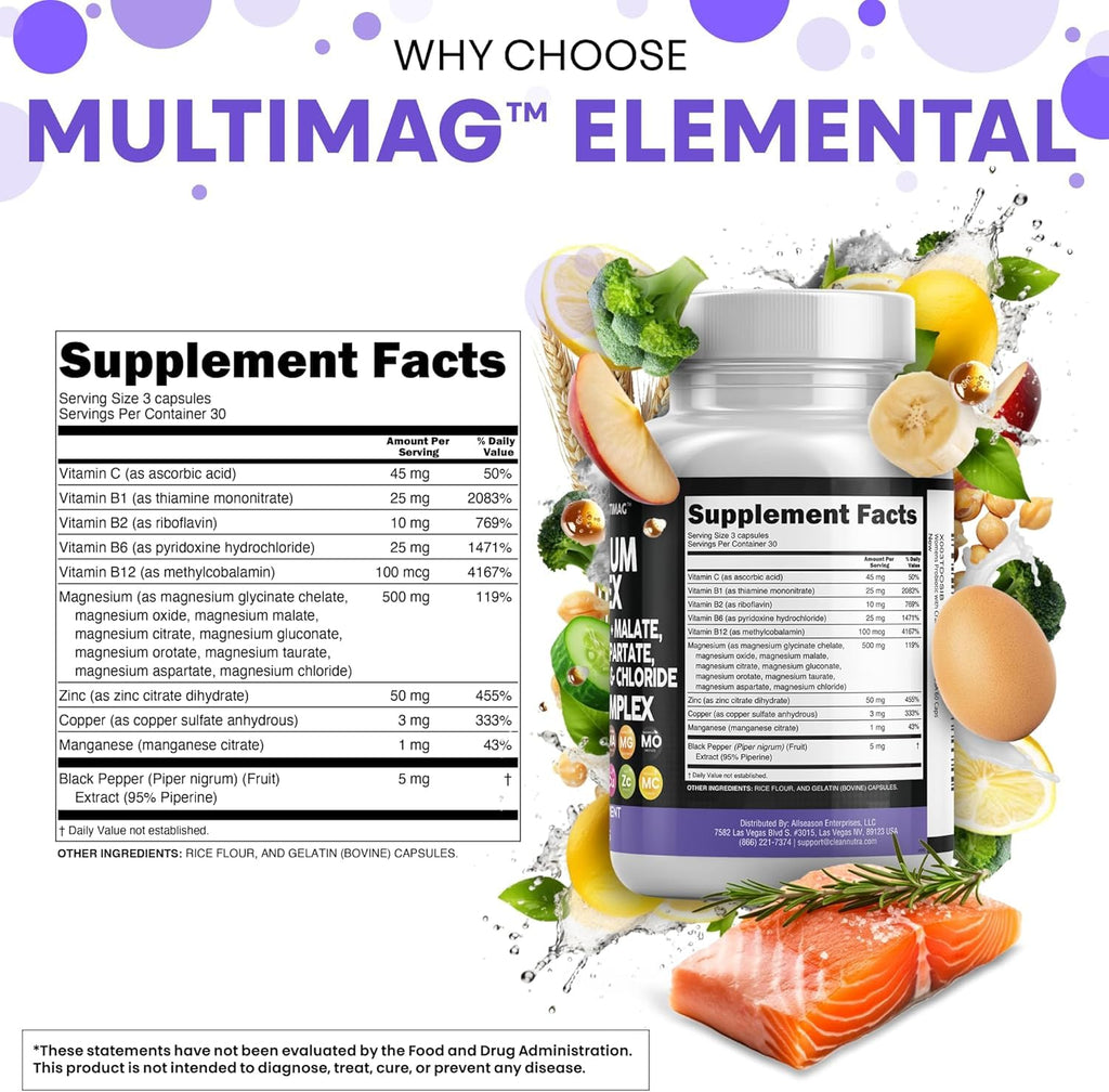 Clean Nutraceuticals Magnesium Complex with Magnesium Glycinate Citrate Malate Oxide Taurate Aspartate Orotate & Mag Chloride, Zinc Copper Manganese (90 Count (Pack of 2)) Clean Nutraceuticals buy supplements Au
