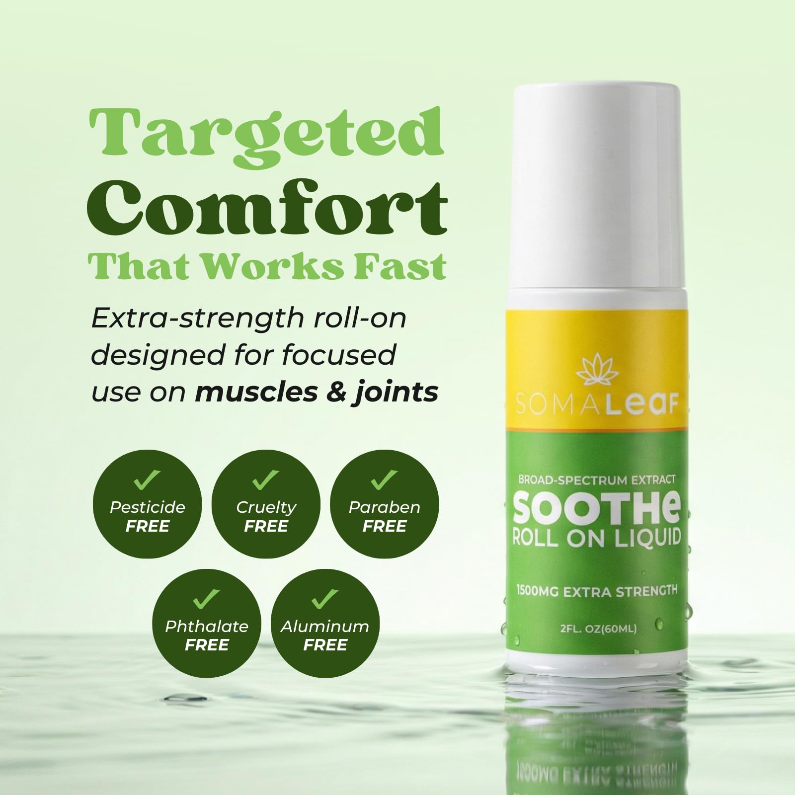 SomaLeaf Soothe Roll-On, 1500 MG, Extra Strength, Natural Comfort for Muscles, Hips, Joints, Neck, Back, Elbows, Fingers, Hands, and Knees SomaLeafBuy Supplements Australia