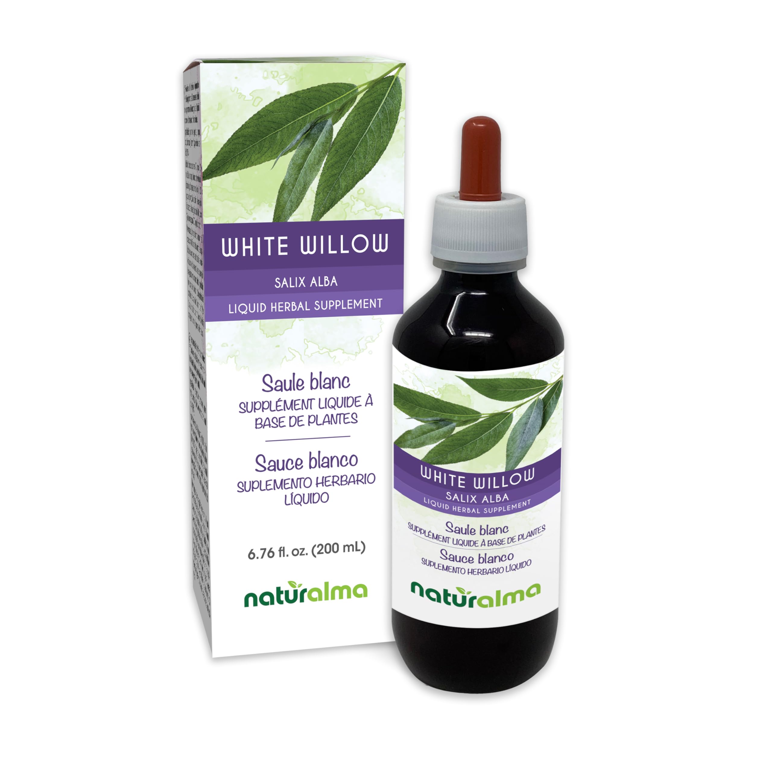 Naturalma White Willow (Salix alba) bark Alcohol-Free Tincture - 6.76 fl oz Liquid Extract in Drops - Herbal Supplement - Vegan NaturalmaBuy Supplements Australia