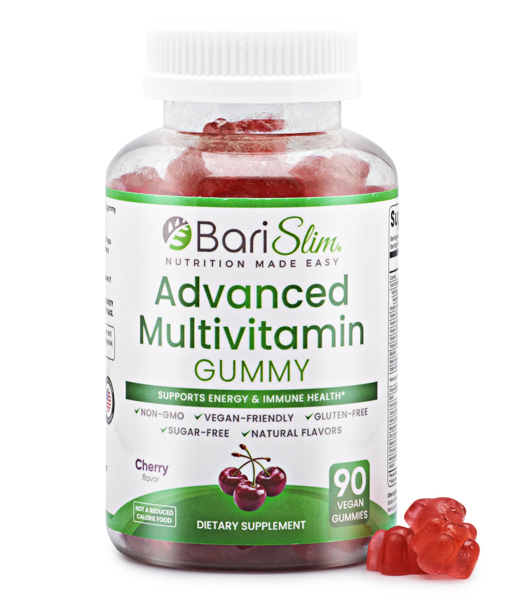 BariSlim Advanced Bariatric Multivitamin Gummies - Specially Formulated Bariatric Vitamins for Patients After Weight Loss Surgery - Supports Energy & Immune Health | Cherry (90 Vegan Gummies) BariSlim buy supplements Au