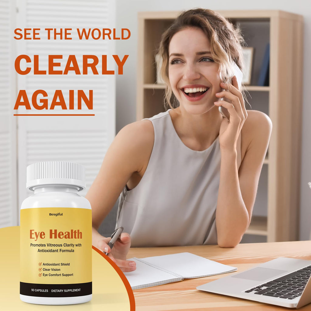 Besgiful Eye Supplement for Vitreous Health, Promotes Clear Vision, Improves Eye Strain & Dryness, Reduces Squiggly Lines, Eye Degeneration, Clear Eye Support, 90 Vegan Capsules BesgifulBuy Supplements Australia